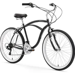 Firmstrong Urban Man Beach Cruiser Bike 26-Inch 7-Speed Matte Black