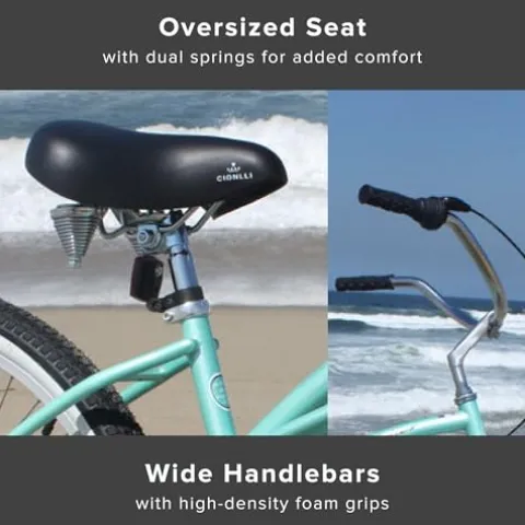 Firmstrong Urban Women’s Beach Cruiser Bike Mint Green w/ Black Seat/Grips