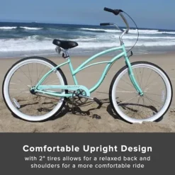 Firmstrong Urban Women’s Beach Cruiser Bike Mint Green w/ Black Seat/Grips