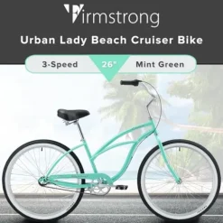 Firmstrong Urban Women’s Beach Cruiser Bike Mint Green w/ Black Seat/Grips