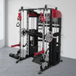 Fitness Dreamer Home Gym Smith Machine for Upper Body Strength Training Equipment and Leg Developer Red