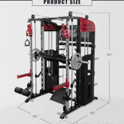 Fitness Dreamer Home Gym Smith Machine for Upper Body Strength Training Equipment and Leg Developer Red