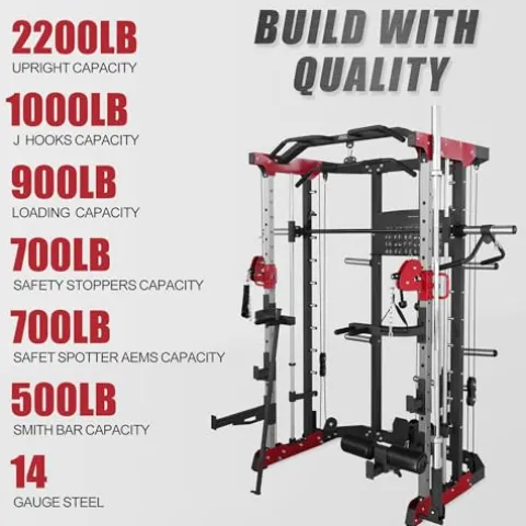 Fitness Dreamer Leg Developer Home Gym Smith Linear Bearing Cage Weight Lifting Machine Red