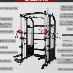 Fitness Dreamer Smith Machine Upper Body Strength Training Equipment Leg Developer Red