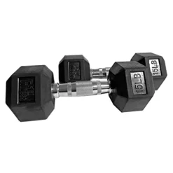 Fitness First Rubber Hex Dumbbell Pairs 85 lbs Black