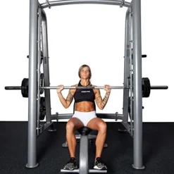 Fitness First Smith Machine with Olympic Weight Plate Storage Silver