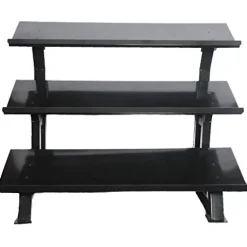 Fitness First 3-Tier Commercial Horizontal Universal Dumbbell Kettlebell Rack Black