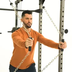 Fitness Reality Cable Cross Over and LAT Pulldown Combo Attachment for Power Cage Grey