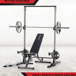 Fitness Reality Squat Rack Power Cage with J-Hooks, Landmine 360° Swivel, Weight Plate Storage Attachment and Power Band Pegs Gray