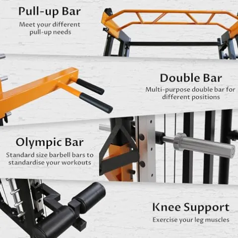 Fitvids Power Rack Home Gym with Pulley System Black