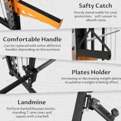 Fitvids Power Rack Home Gym with Pulley System Black