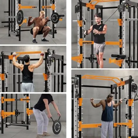 Fitvids Power Rack Home Gym with Pulley System Black