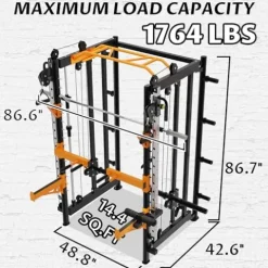 Fitvids Power Rack Home Gym with Pulley System Black