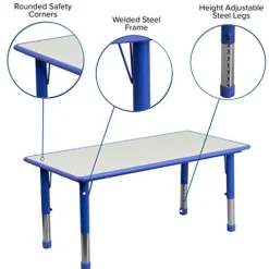 Flash Furniture Wren Blue Height Adjustable Activity Tables Set of 6
