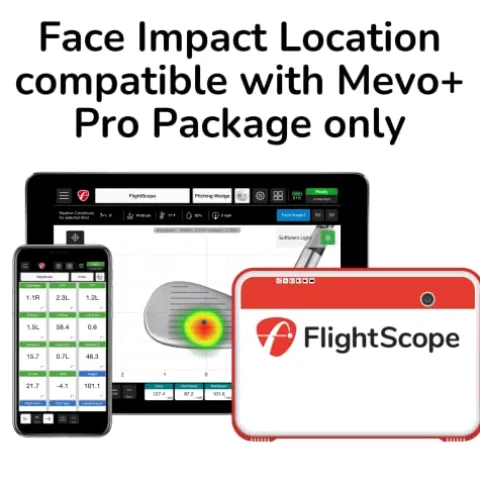 FlightScope Mevo+ GPS Golf Launch Monitor and Simulator Mevo+ with Pro Package & Face Impact Add On
