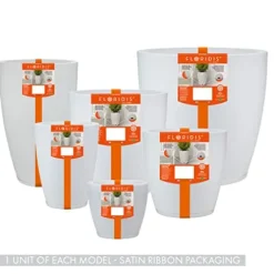 Floridis Planter Set of 6 Outdoor Indoor High Density Polyethylene White