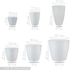 Floridis Planter Set of 6 Outdoor Indoor High Density Polyethylene White