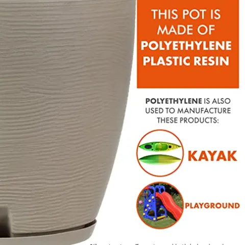 Floridis Resin Planter Indoor/Outdoor with Drainage Hole and Saucer XX Large 29.53×27.56 in Dark Grey