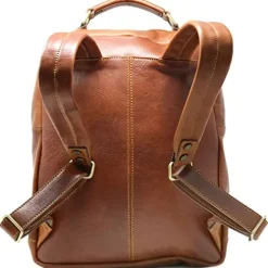 Floto Corsica Italian Leather Laptop Backpack Tobacco Brown
