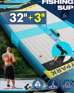 FLYPARK Fishing Inflatable Paddle Board 10’8”x35” Fishing SUP Stand Up Paddleboard Blue
