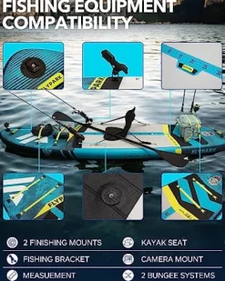 FLYPARK Fishing Inflatable Paddle Board 10’8”x35” Fishing SUP Stand Up Paddleboard Blue