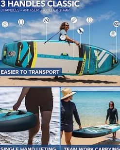 FLYPARK Fishing Inflatable Paddle Board 10’8”x35” Fishing SUP Stand Up Paddleboard Blue