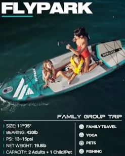 FLYPARK Inflatable Stand Up Paddle Board Ice Fog Green 11’x35”