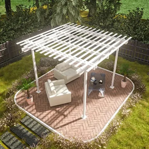 Four Seasons Outdoor Living Solutions Free-Standing Aluminum Pergola 12′ x 12′ White