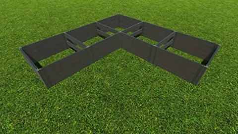 Frame It All Weathered 2″ L Shape 12’x12’x22 Raised Garden Bed Weathered Wood 2