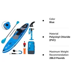 Freein Inflatable Stand Up Paddle Board Kayak SUP 10’/10’6”x31 x6 LightBlue
