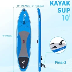 Freein Inflatable Stand Up Paddle Board Kayak SUP 10’/10’6”x31 x6 LightBlue
