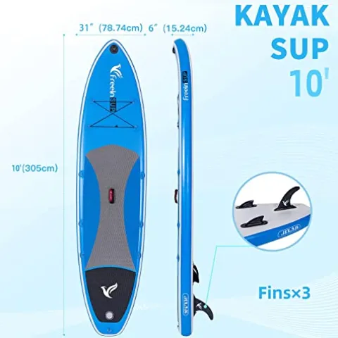 Freein Inflatable Stand Up Paddle Board Kayak SUP 10’/10’6”x31 x6 LightBlue