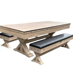 Freetime Fun 7 FT 3 in 1 Multi Game Pool Table with Dining Top Ping Pong Combo Rustic Oak