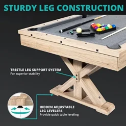 Freetime Fun 7 FT 3 in 1 Multi Game Pool Table with Dining Top Ping Pong Combo Rustic Oak