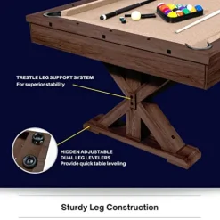 Freetime Fun 7 FT 3 in 1 Multi Game Pool Table with Dining Top Espresso