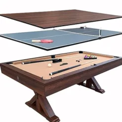 Freetime Fun 7 FT 3 in 1 Multi Game Pool Table with Dining Top Espresso