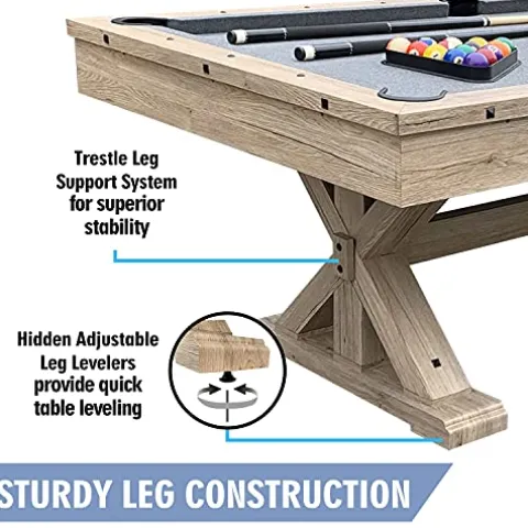 Freetime Fun 7 FT 3 in 1 Multi Game Pool Table with Dining Top Rustic Oak