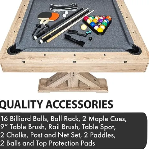 Freetime Fun 7 FT 3 in 1 Multi Game Pool Table with Dining Top Rustic Oak