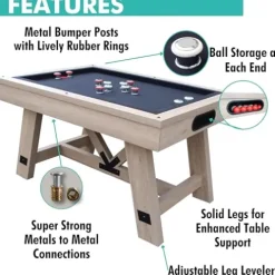 Freetime Fun Bumper Pool Table 54″ Rustic Oak