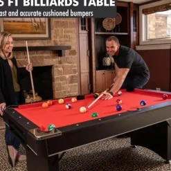 Freetime Fun Portable Pool Table Set Red, Black