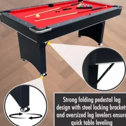 Freetime Fun Portable Pool Table Set Red, Black
