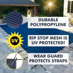 Freetime Fun Rectangle Pool Safety Cover Triple Stitched Mesh 16 YR Warranty Blue