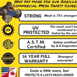 Freetime Fun Rectangle Pool Safety Cover Triple Stitched Mesh 16 YR Warranty Blue