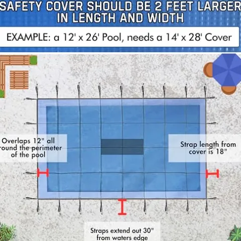 Freetime Fun Solid Winter Inground Pool Cover 30x50ft Blue