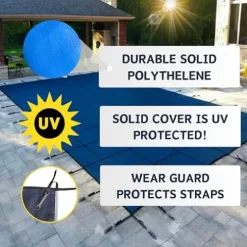 Freetime Fun Solid Winter Inground Pool Cover 16x32ft Blue