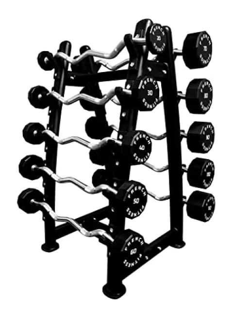 French Fitness EZ Curl Urethane Barbell Bar Set 20-110 lbs (New)