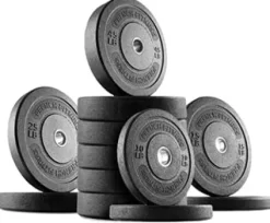 French Fitness Olympic Bumper Plate Set with 7 ft Bar 415 lbs