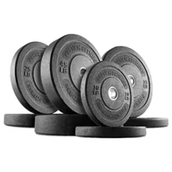 French Fitness Olympic Bumper Plate Set 235 lbs + Bench (New)