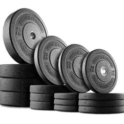 French Fitness Olympic Bumper Plates Set w/7 ft Olympic Bar 425 lbs (New)