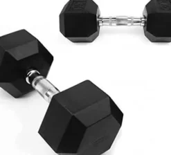 French Fitness Rubber Coated Hex Dumbbell Set 5-50 lbs (New)